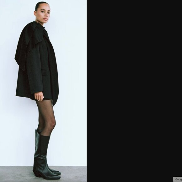 ZARA WOMEN BLACK OVERSIZED WOOL BLEND SCARF COAT SIZE XS/S NWT 129$ - Picture 4 of 9